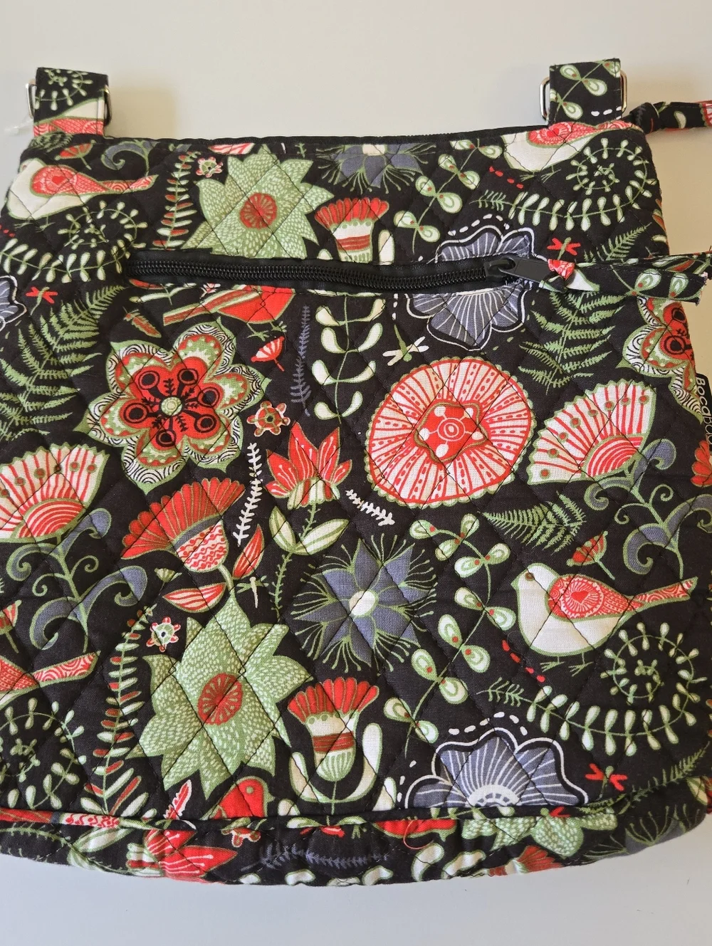 Floral Patchwork Cosmetic Pouch in Black, Green & Red - Picture 4 of 4